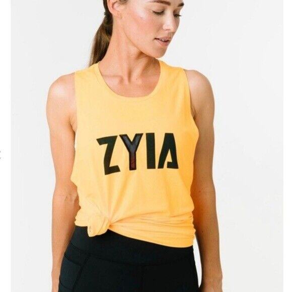 Zyia Active Sz XXL Bengal Tank Y Mesh Letter Sleeveless Yellow Orange Spell Out - Picture 2 of 10
